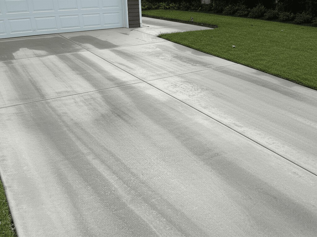 Clean driveway after pressure washing