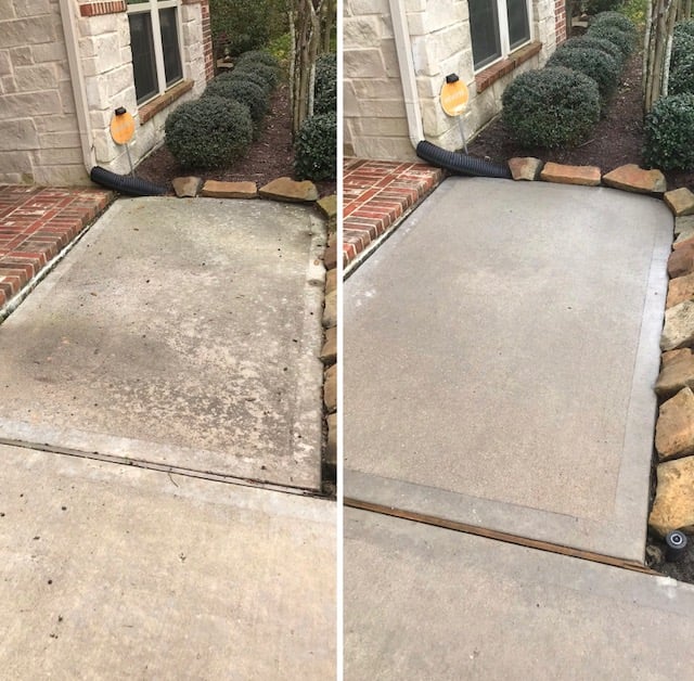 Dirty driveway before cleaning